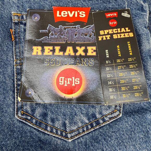 Levi's 550 Jeans Girls 18.5 Blue Relaxed Orange Tag Tapered Leg RARE VTG NWT - Picture 7 of 16